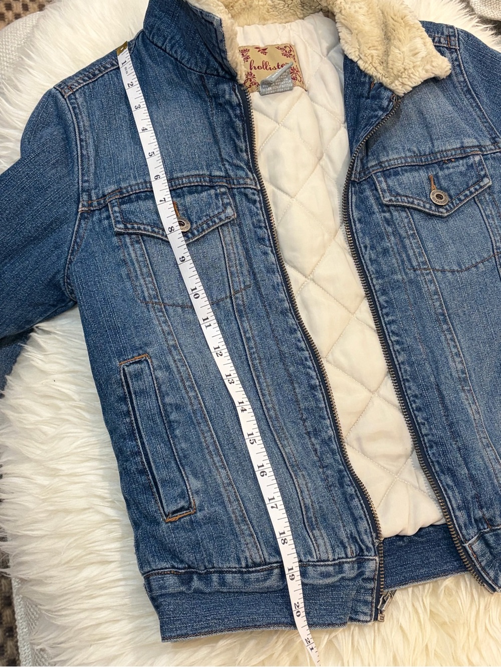 Vintage 2004 Hollister Sherpa Denim Full Zip Jacket Size XS EUC - Picture 7 of 8